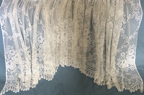 Vintage white floral net lace - floral,