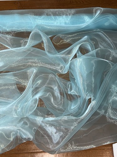 Sky blue shiny crystal organza - blue,
