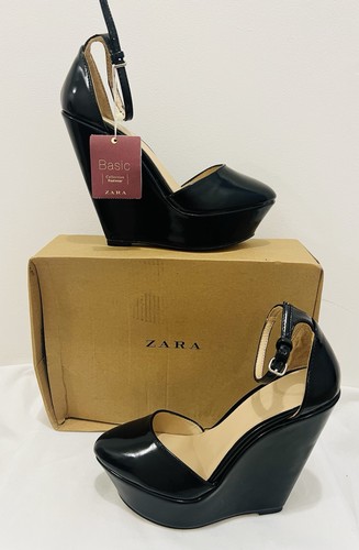 Zara basic black patent - zara, wedge