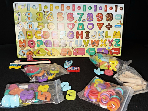 Wooden alphabet numbers - alphabet,