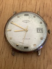 Rotary 21 Jewels Swiss Made Mens Mechanical Watch With Date, Vintage Working