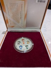 Collectable Beijing Olympic mascots coin in box with COA silver plated