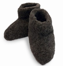 UK 16 (EU 50) DARK GREY WOOL MEN'S BOOTS SLIPPERS SHEEP SUEDE LARGE GIANT