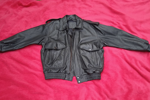 Vintage leather bomber jacket.