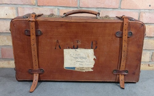 Antique brown leather travel - antique,