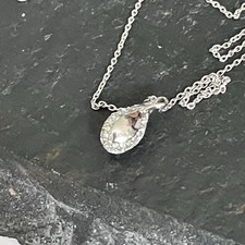 Virgin Vie Silver Necklace With 925 Pendant And Extender  Teardrop With Crystals