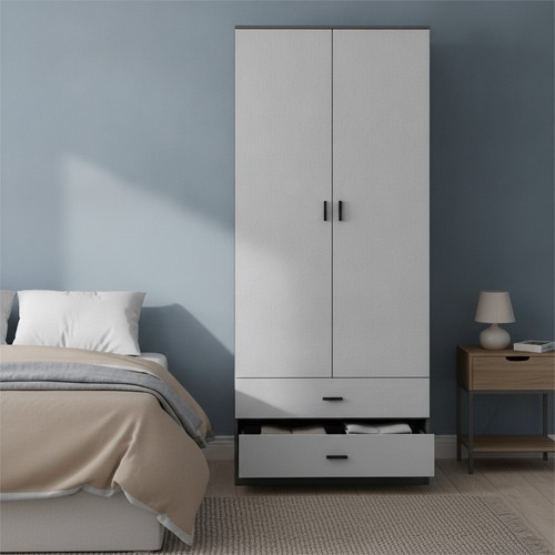 Tall wooden wardrobe black - wooden, 2