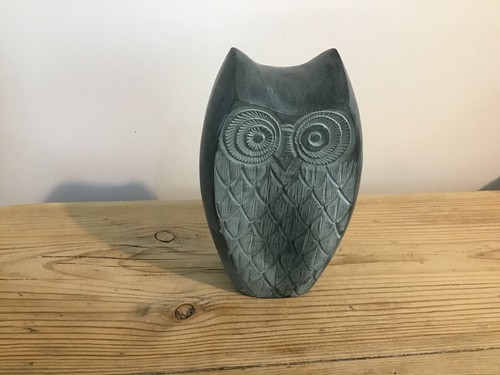 Vintage detailed soapstone owl - soapstone,