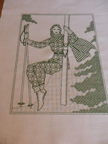 Completed cross stitch lady - ,
