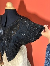 Vintage 100% Silk, Sequin And Bead Top With Bat Wings. Butterfly Shape & Design.