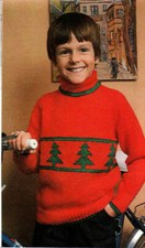 Knitting pattern copy 0745.   Childs Christmas tree sweater.  26-32" chest.  DK
