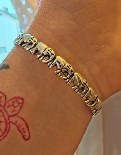 Silver elephants open cuff - open,