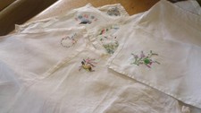 6 VINTAGE HAND  EMBROIDERED