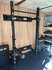 ROGUE R-3W FOLD BACK WALL MOUNT RACK with j Hooks and spotter arms Rrp £942.81