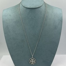 Vintage Sterling Silver Necklace Maltese Cross Pendant 18” Long 925