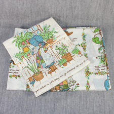 HOLLY HOBBIE Vintage Bedding American Greetings Single Bed Sheet Pillowcase 1980