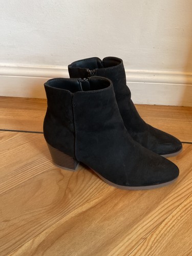 Black faux suede ankle - , boots