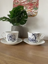 Whittard of Chelsea Alice In Wonderland Mad Hatters Tea Party Cup Saucer Set X2