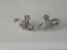 Silver rhinestone planet orb - silver,