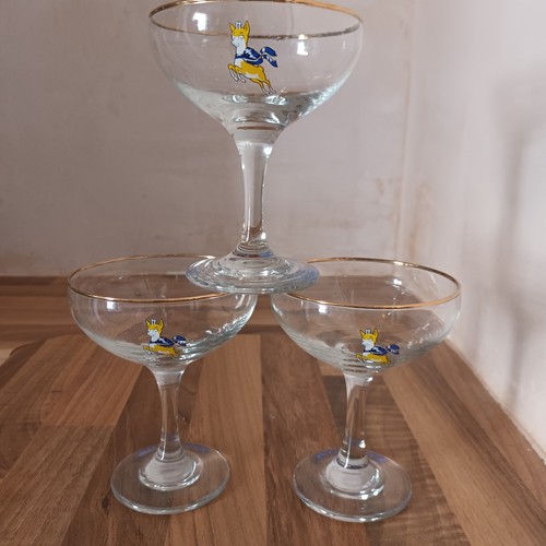 Three babycham glasses gold - babycham,
