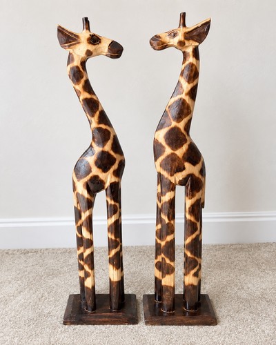 Two wooden giraffe statues - two,