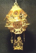 Danbury Mint - 1996 Gold Christmas Ornament -  "Cuckoo Clock"