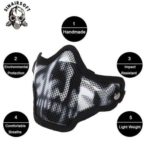 Tactical steel mesh half - half, face