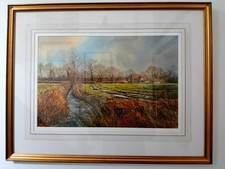 Edward Stamp Signed Original Watercolour-February, Swanbourne, Winter Landscape