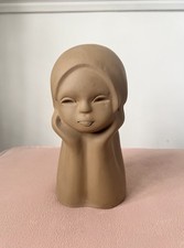 Vintage Tekt Art Pottery USSR  Small Bust Girl Resting Her Head Rare