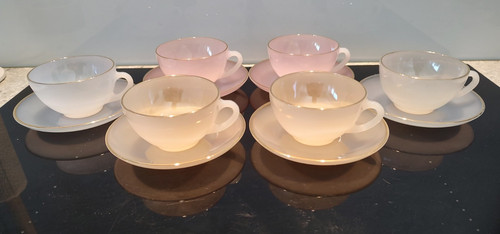 Six vintage arcopal harlequin - arcopal,