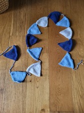 Hand Knitted Bunting Blue/navy/white