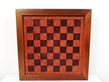 VINTAGE LARGE CHESS BOARD WOOD AND LEATHER 20inches SQUARES OF 45mm