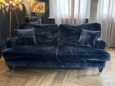 Deep Navy Velvet 2.5 Seater Sofa with Footstool