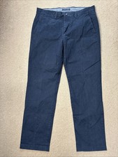 Tommy Hilfiger Straight Chino Trousers Navy Blue Cotton Men's W32 L30 (3386)