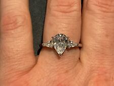 3.9 Carat Lab Created Diamond Pear Trilogy Ring With Platinum Plated 925 Size L