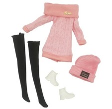Winter Pink Dress Jumper Tights Hat & Shoes Clothes Doll Outfit Sindy Outfit