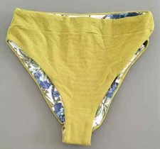 Maaji Plain High Leg Reversible Bikini Bottoms, Olive / Floral Medium, BNWT