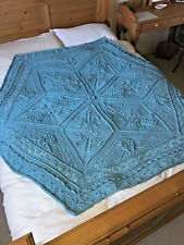 Hand Crocheted Blue Hexagonal Blanket, Throw, Afghan