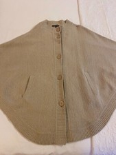 LAURA ASHLEY WOOL-EFFECT BEIGE/LATTE CAPE    *SIZE LARGE*