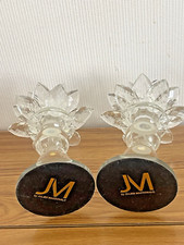 Set 2x Crystal Lotus Candle Holders by Julien Macdonald