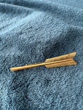Vintage Gold Tone Arrow Brooch Costume Jewellery Statement Piece