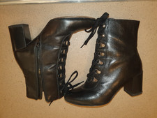 Jones Bootmaker Liana Lace-Up Heeled Ankle Boots - Black Leather - 39/6