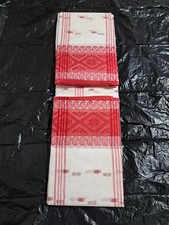 Indian White and Red Soft 💯% cotton Tant Saree, 3 Working Days Delivery UK 🇬🇧