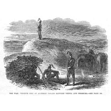 AUSTRO PRUSSIAN WAR Vedette post of Austrian Uhlans - Antique Print 1866