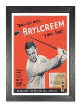 Brylcreem Golf Retro Vintage Old Advert Poster Barber Picture Classic Photo