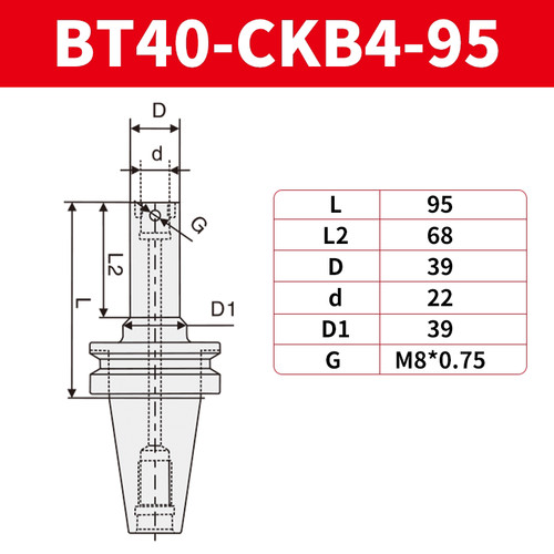 Bt40 ckb4 boring - bt40-ckb4-95, shank
