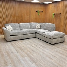 ‘Rosie' Corner Chaise Sofa Meridian Truffle Grey Chenille Fabric Right Open End