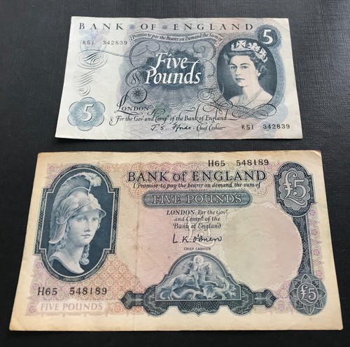 1960 genuine old 5 bank - genuine, £5
