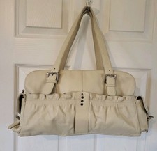Tommy and Kate Large Cream Genuine Leather Shoulder Tote Bag Handbag