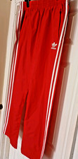 NWOT Vintage Mens Adidas Firebird Track Pants Red White Shell Suit Large Y2K